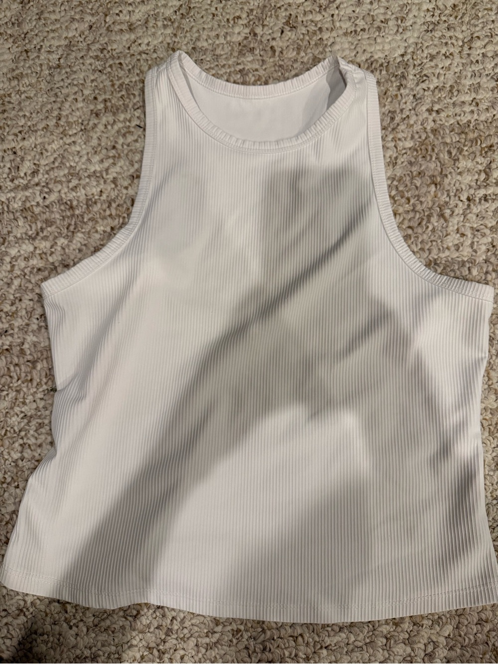 Ribbed White Tank Top, Racer back, cropped- Womens